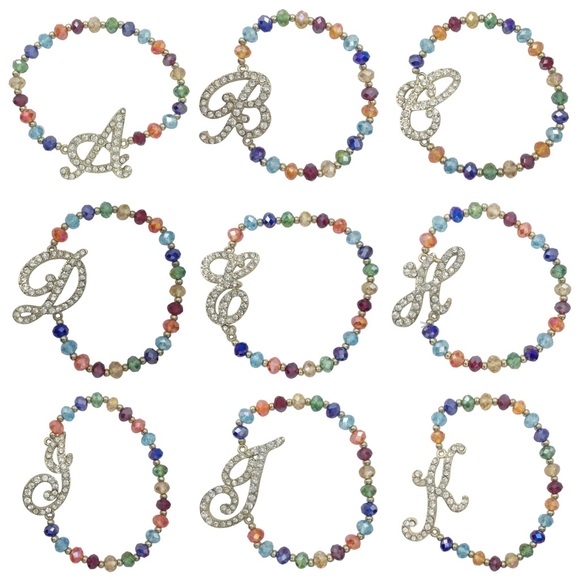 🍀 Initial Monogram Stretch Bracelet - Picture 1 of 4